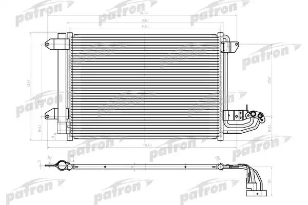 Радиатор кондиционера паяный AUDI A3, SEAT ALTEA, LEON, TOLEDO,SKODA OCTAVIA, SUPERB, YET,VW GOLF, J PATRON PRS1156