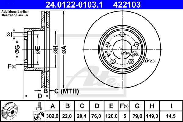 Диск тормозной передний BMW E34/32 730 вент ATE 24.0122-0103.1