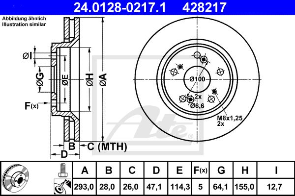 Диск тормозной передний HONDA CR-V III 2.0/2.4L 07-> /Vent D=293mm ATE 24.0128-0217.1