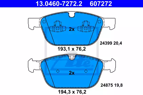 Колодки передние VOLVO XC 60 10-> ATE 13.0460-7272.2