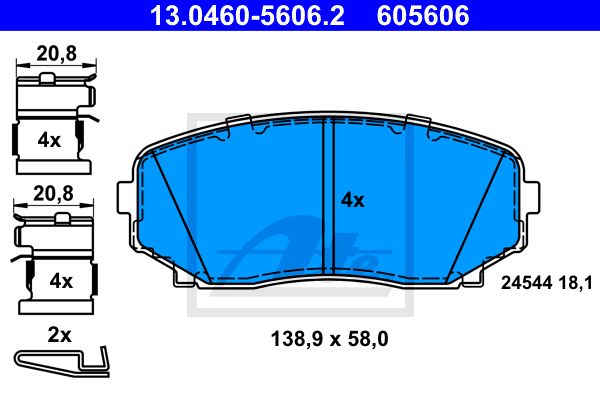 Колодки тормозные передние ATE 13.0460-5606.2