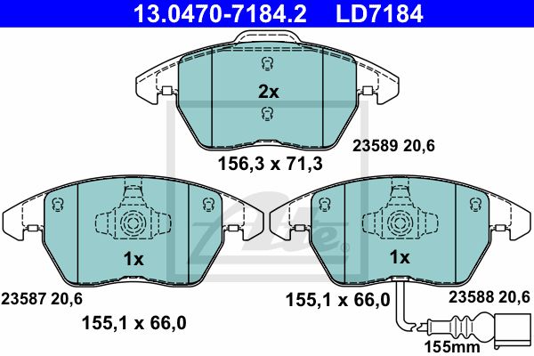 Колодки тормозные передние CERAMIC ATE 13.0470-7184.2