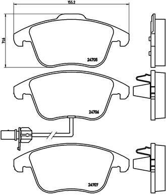 Колодки тормозные дисковые передн A4 (8K2), A4 Allroad (8KH), A4 Avant (8K5), A5 (8T), A5 Convertibl BREMBO P85113