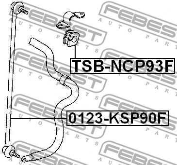 Втулка переднего стабилизатора d23 TOYOTA BELTA KSP92,NCP96,SCP92 2005.11-2012.06 FEBEST TSB-NCP93F