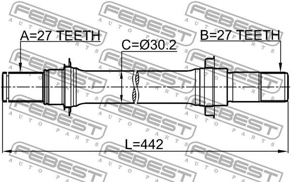 Полуось R 27x441.6x27 HONDA ACCORD CL9 2003-2008 FEBEST 0312-CL7ATRH