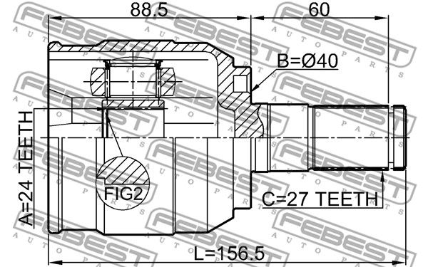 ШРУС внутренний 24X40X27 HYUNDAI IX35/TUCSON 10MY 2009-2015 FEBEST 1211-IX352WDRH