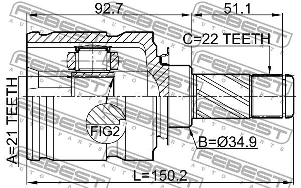 ШРУС внутренний L (компл.) OPEL Corsa D /21X34,9X22 FEBEST 1811-Z12