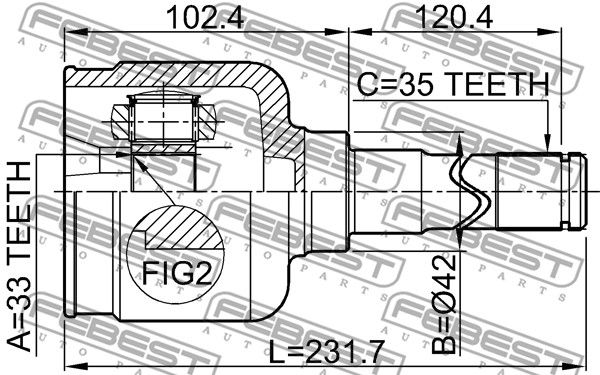 Шрус внутренний L 33x42x35 FORD MONDEO GE 2000-2007 FEBEST 2111-GELH