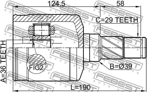 Шрус внутренний L 36x39x29 NISSAN MURANO Z50 2002.09-2007.10 FEBEST 0211-Z50LH