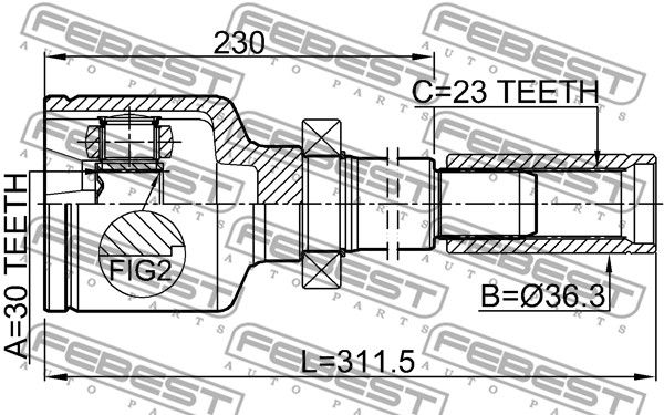 ШРУС внутренний R (компл) RENAULT Megane II 02-08 FEBEST 2411-MEGIIRH