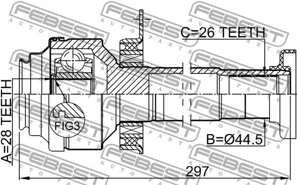 Шрус внутренний R 28x48.6x26 VOLKSWAGEN TRANSPORTER 7H 2003-2010 FEBEST 2311-T5RH