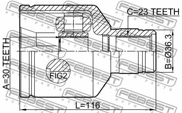 Шрус внутренний R 30x36.3x23 NISSAN ALMERA G15RA 2012.11- FEBEST 0211-G15RAMTRH