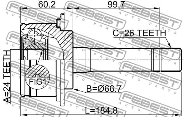 Шрус наружный 24x66.7x26 KIA SPORTAGE (19980415-20030506) FEBEST 2210-SPM