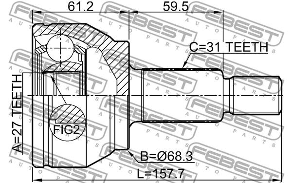 Шрус наружный 27x68.3x31 LAND ROVER RANGE ROVER EVOQUE 2011- FEBEST 2910-EVOQ