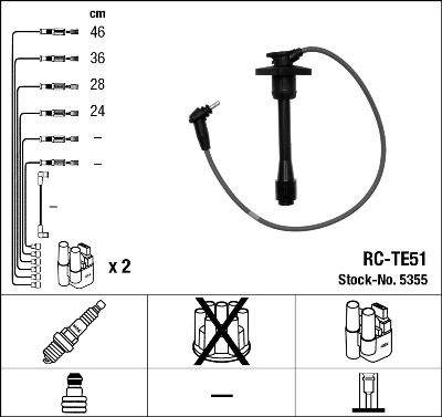 Провода высоковольтные RC-TE51 TOYOTA Corolla E11 1.4 NGK 5355