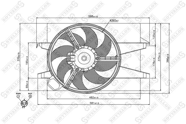 Вентилятор охлаждения Ford Fiesta/Fusion 1.25/1.4 01> STELLOX 2999403_SX