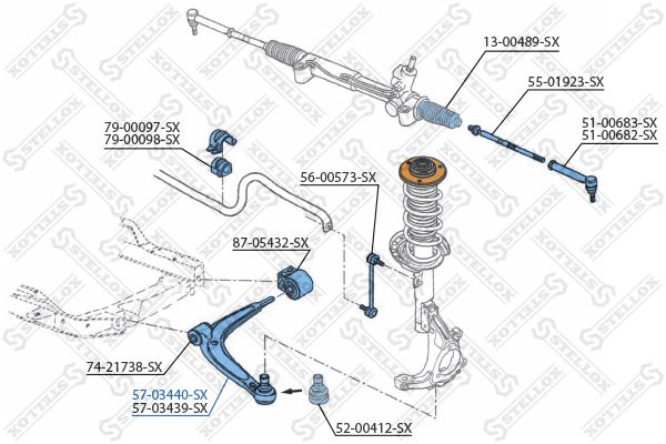 Рычаг нижний левый Fiat Croma 05>, Opel Signum/Vectra all 02> STELLOX 5703440_SX