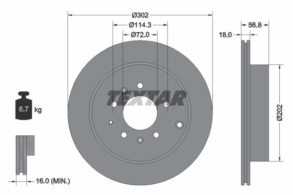 Диск тормозной задний с покрытием PRO MAZDA CX-7 TEXTAR 92180903