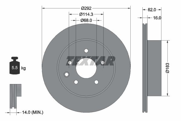 Диск тормозной задний с покрытием PRO NISSAN/NISSAN (DONGFENG)/RENAULT/RENAULT SAMSUNG TEXTAR 92144003