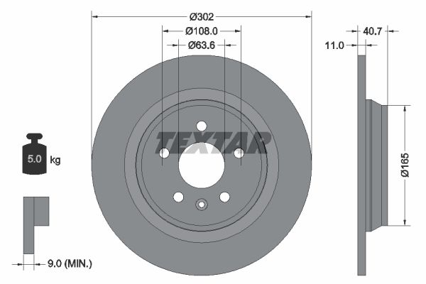 Диск тормозной задний с покрытием PRO VOLVO/VOLVO (CHANGAN) TEXTAR 92162903