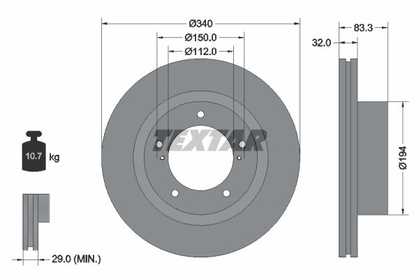 Диск тормозной передний с покрытием PRO LEXUS/TOYOTA TEXTAR 92204603