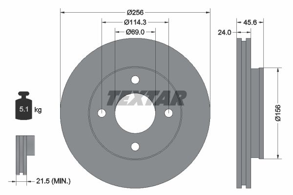 Диск тормозной передний с покрытием PRO MITSUBISHI/SMART TEXTAR 92134803