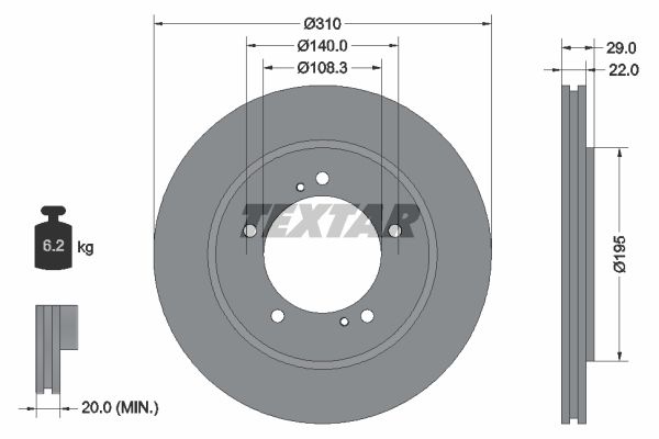 Диск тормозной передний с покрытием PRO SUZUKI TEXTAR 92170503