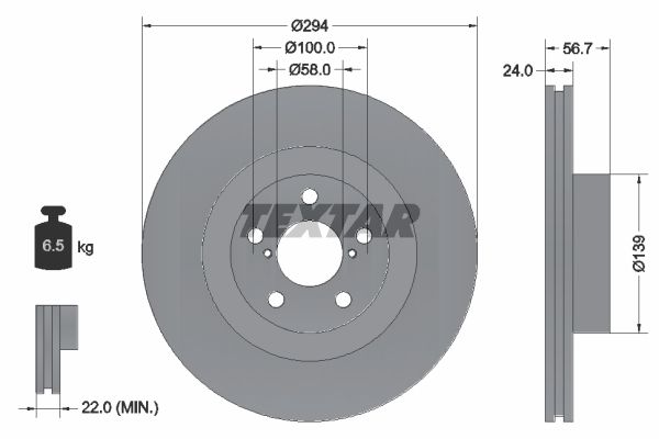 Диск тормозной передний стандартный SAAB/SUBARU/TOYOTA TEXTAR 92139500