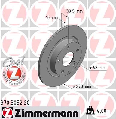 Диск тормозной задний MAZDA 6 III 2012-> ZIMMERMANN 370305220