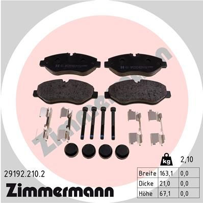 КОЛОДКИ ПЕР MER W639 03-/SPRINTER/VW CRAFTER 30-35/30-50 2.5TDI 06- ZIMMERMANN 291922102