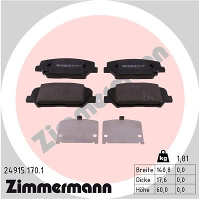 Колодки передние HYUNDAI/KIA Elantra/i30/Cerato/Optima/Ceed/ProCeed ZIMMERMANN 24915.170.1