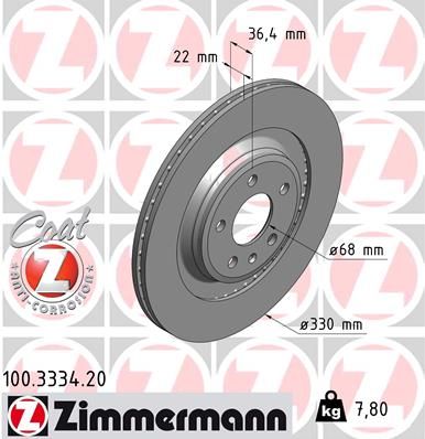 100.3334.20_диск тормозной !задн. 330x22/36-5x112 \ Audi A4/Allroad/Avant/A5 07>