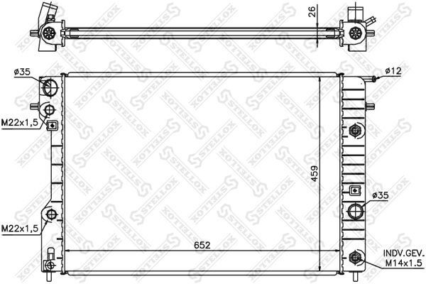 10-25065-SX_радиатор системы охлаждения!\ Opel Omega B 2,0-2,5 Aut. 94-00