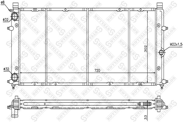 10-25127-SX_радиатор системы охлаждения!\ VW T4 1.8-2.4D 90-91