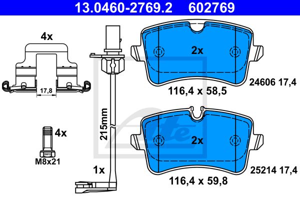 13.0460-2769.2_колодки дисковые задние!\ Audi A6/A7/A8 2.0TFSi-6.3/2.0TDi-4.2TDi 09>