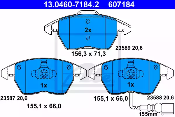 13.0460-7184.2_колодки дисковые п. !\ Audi A3, VW Golf/Passat/Touran 03>