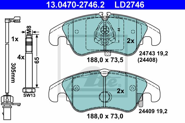 13.0470-2746.2_[8K0698151] !колодки дисковые п.\ Audi A4/A5/Q5 1.8/2.0/3.0/2.0-3.0TDi 07>