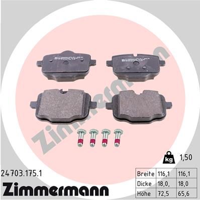 24703.175.1_колодки дисковые !задн. 116x72x18 \ BMW F10/F11 3.5i/5.0i/ 3.5D 10>