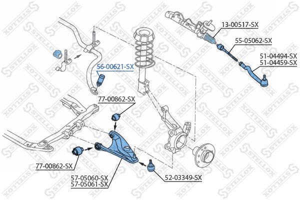 56-00621-SX_тяга стабилизатора переднего левая и правая!\ Dacia Logan 1.4/1.6/1.5DCi 04>