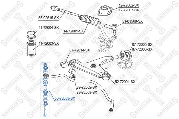 56-72003-SX_тяга стабилизатора переднего!\ Mitsubishi Lancer/Colt all 92-96