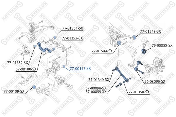 77-00117-SX_сайлентблок зад. рычага нижн.!\ Audi A3, VW Golf/Touran all 03>