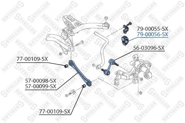 79-00056-SX_втулка стабилизатора заднего центральная! d20.7\ Audi A3, VW Golf/Passat all 03>