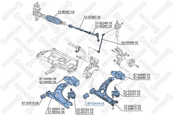 87-03414-SX_сайлентблок рычага пер.!\Audi A3,VW Golf 04>/Touran 03>