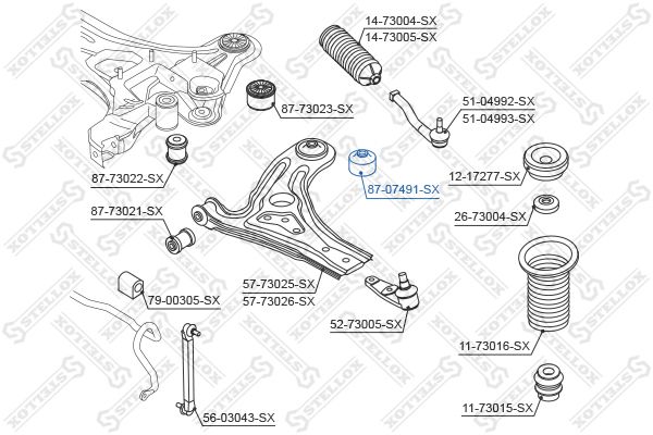 87-07491-SX_сайлентблок рычага перед.зад.!\ Chevrolet Kalos 05>