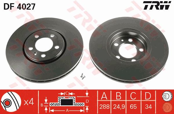 DF4027_диск тормозной передний!\ Audi A3, VW Bora/Golf 1.8T/2.3/1.9TDi 96>