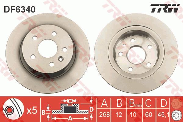 DF6340_диск тормозной задний!\ Opel Astra/Mokka 1.3D/1.4/1.6/1.8/1.7D/2.0D 09>