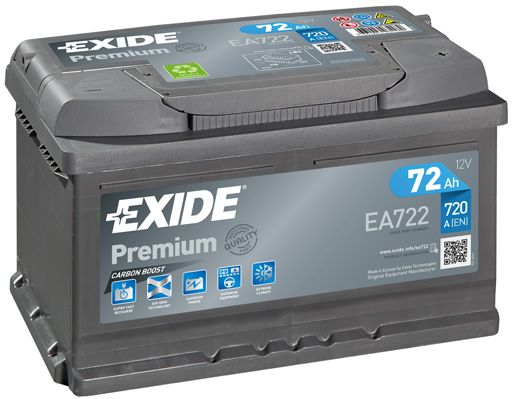 EXIDE EA722 PREMIUM_аккумуляторная батарея! 19.5/17.9 евро 72Ah 720A 278/175/175 CARBON BOOST\