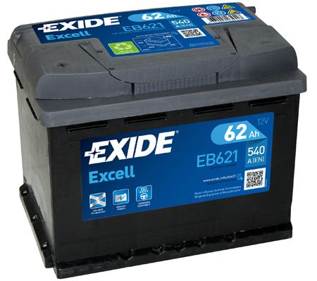 EXIDE EB621 EXCELL_аккумуляторная батарея! 19.5/17.9 рус 62Ah 540A 242/175/190\