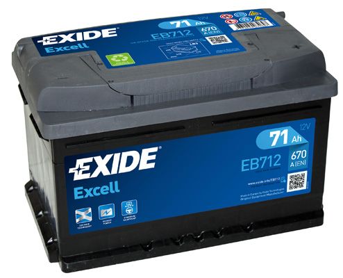 EXIDE EB712 EXCELL_аккумуляторная батарея! 19.5/17.9 евро 71Ah 670A 278/175/175\