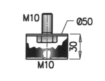 DIN49910_подушка глушителя! (цинк) Premium M10x1,5 D=50 H=30/53,5 \ MAN F2000